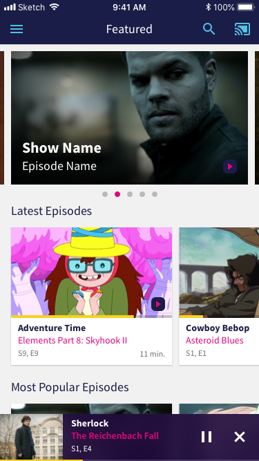 Chromecast Mini Player screen on iPhone