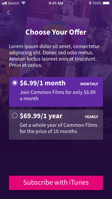 Sign Up screen on iPhone